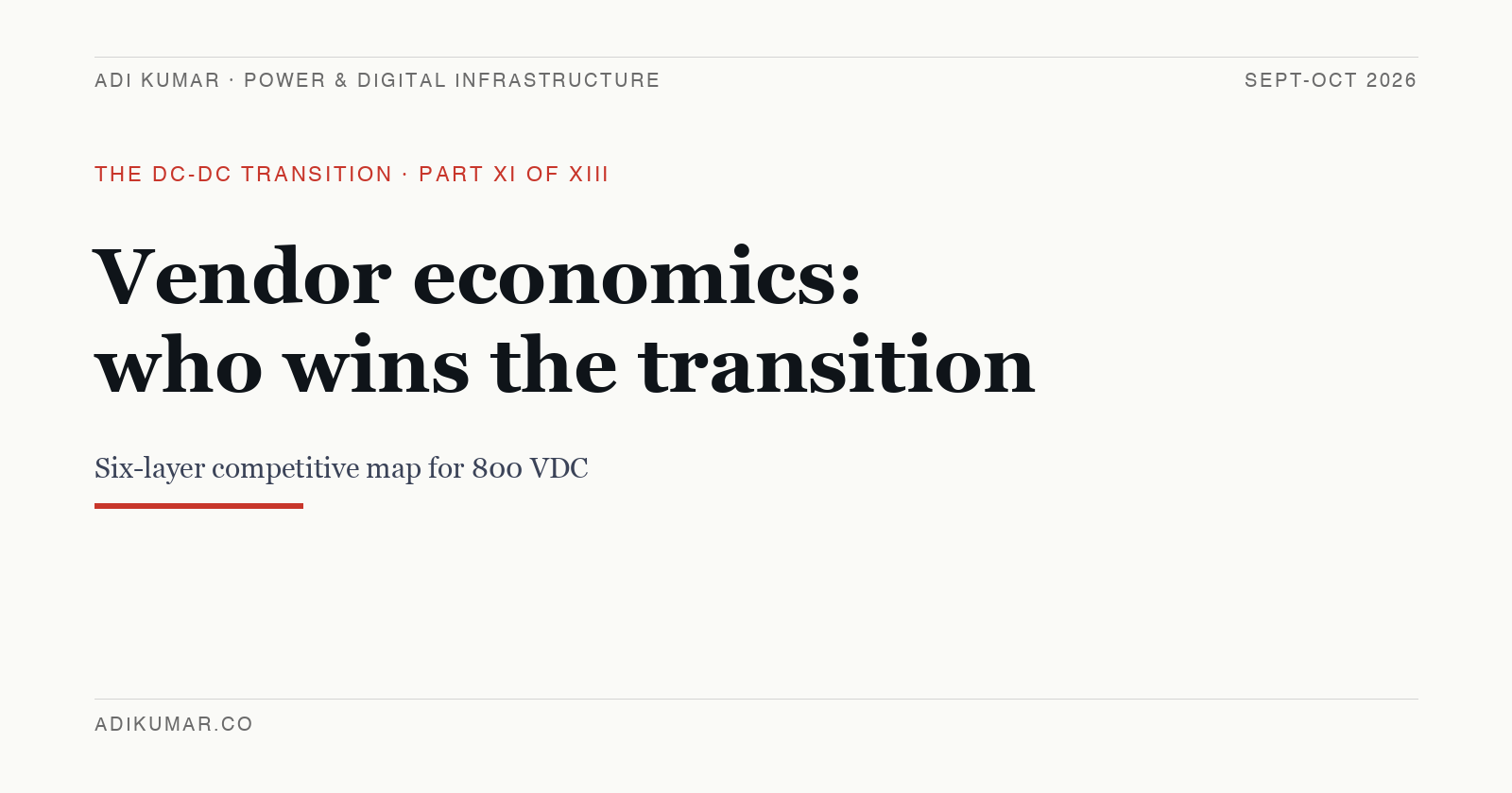 Vendor economics: who wins the 800 VDC transition
