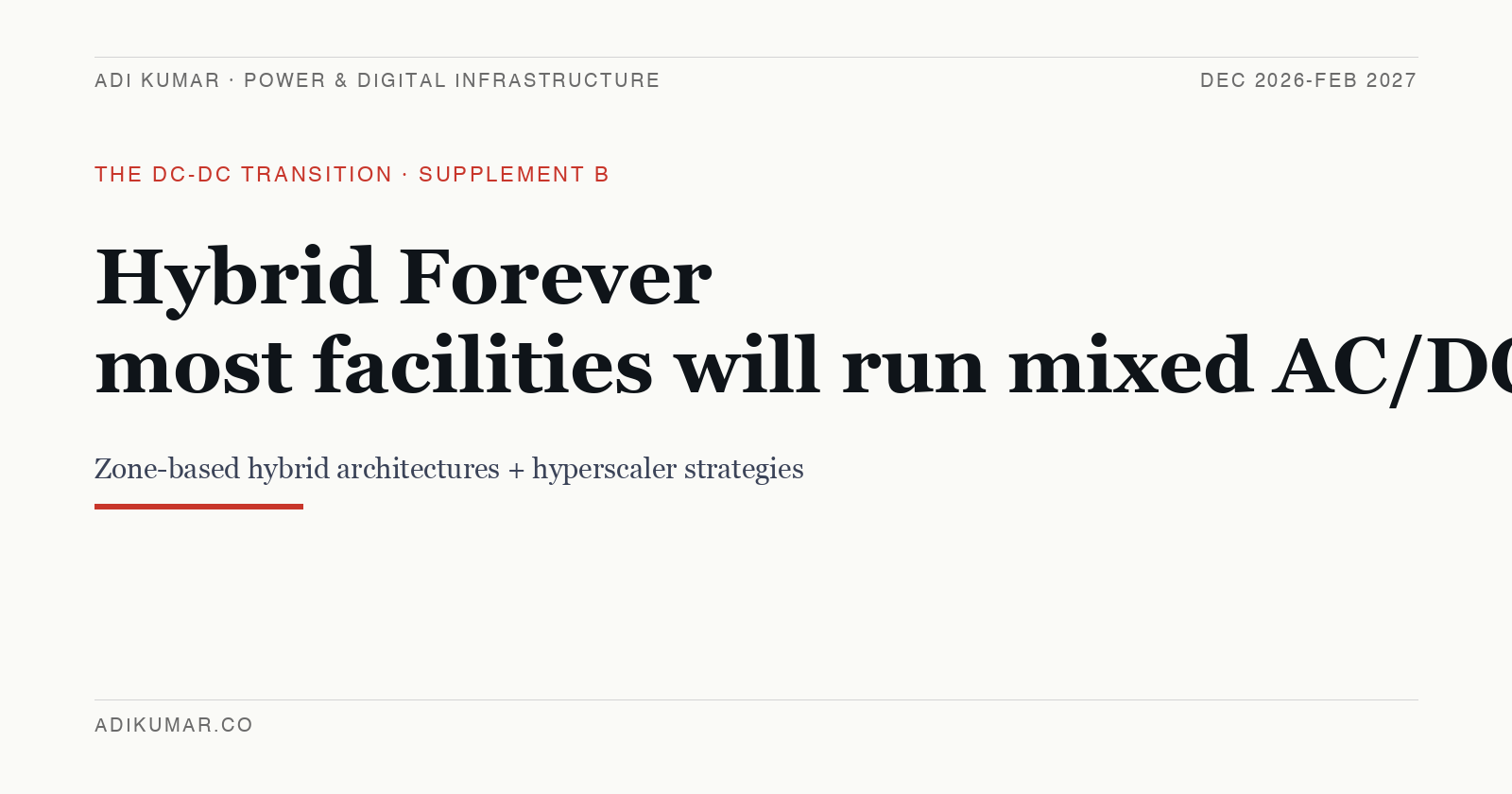 Hybrid Forever: most facilities will run mixed AC/DC through 2035+