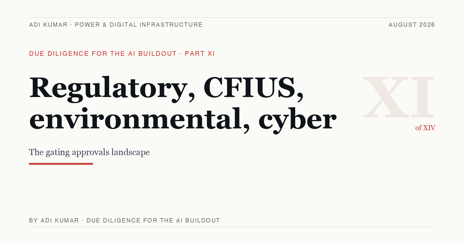 Regulatory, CFIUS, environmental, cyber DD